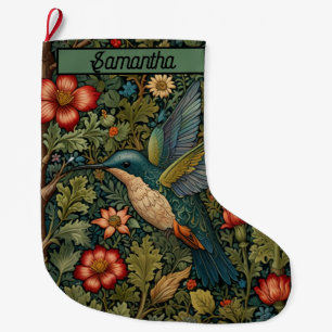 Meia De Natal Grande Retro vintage art nouveau hummingbird