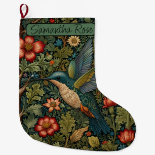 Meia De Natal Grande Retro vintage art nouveau hummingbird