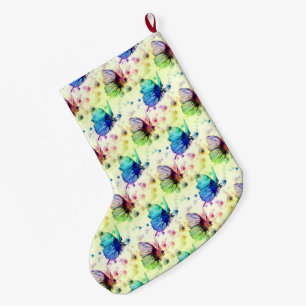 Meia De Natal Grande Rolagem de Bordas de Aquarela