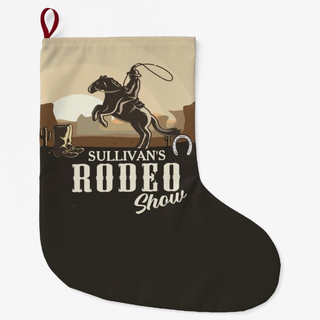 Meia De Natal Grande Roping Roundup Western Rodeo Show Personalizado (Frente)