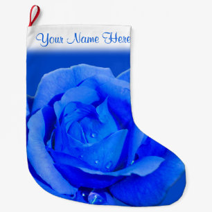 Meia De Natal Grande Rosa Azul - Rosa de natal estacionado personalizad