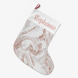 Meia De Natal Grande Rosa de Quadrinhos Personalizados - Mármore Branc