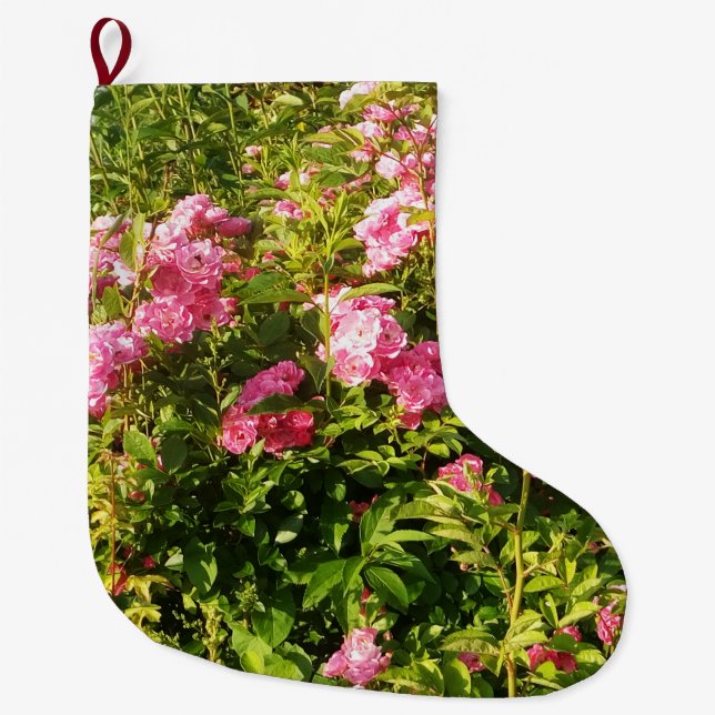 Meia De Natal Grande Rosário Flor (Frente)