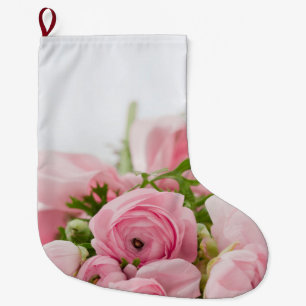 Meia De Natal Grande Rosas de Casamento Rosa