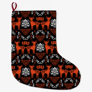 Meia De Natal Grande Rosemaling Norueguês Folk Art