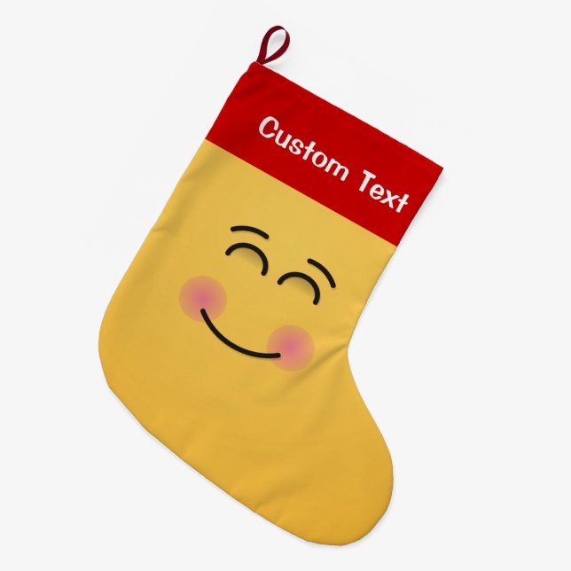 Meia De Natal Grande Rosto sorridente com olhos sorridentes Pequenos de (Frente (Pendurada))