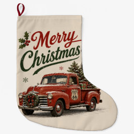 Meia De Natal Grande Rota 66 Natal Meia com Caminhão Vermelho Antigo