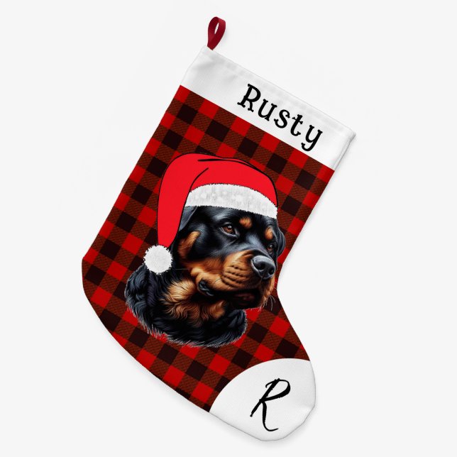 Meia De Natal Grande Rottweiler de Natal giro (Frente (Pendurada))