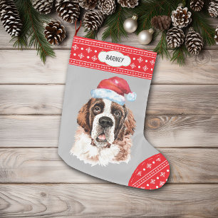 Meia De Natal Grande Rua de Santa Hat Bernard Snowflake Border