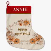Rustic Boho Floral Christmas Stocking