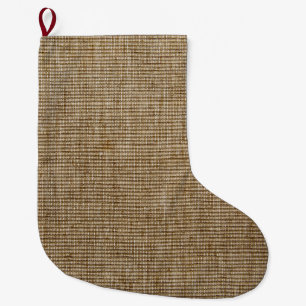 Meia De Natal Grande Rustic Burlap Nature Pattern Stocks De Natal