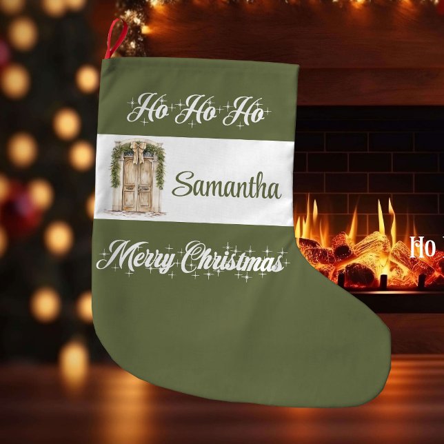 Meia De Natal Grande Rustic earthy Scandinavian personalized christmas  (Rustic earthy Scandinavian personalized christmas stocking

)