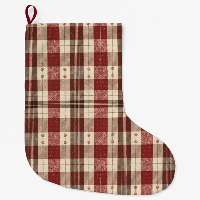 Meia De Natal Grande Rustic Evergreen & Cranberry Pet Stocking (Frente)