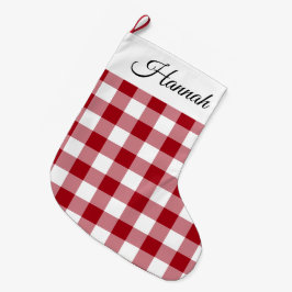Meia De Natal Grande Rustic Farmhouse Red Checou Feliz Natal