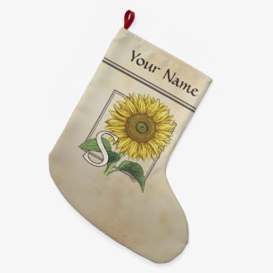 Meia De Natal Grande S personalizado para o monograma da flor do
