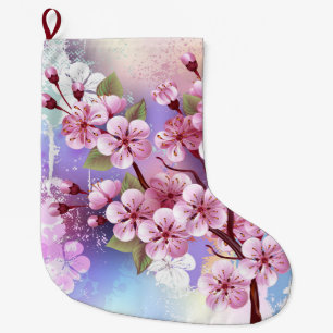 Meia De Natal Grande Sakura rosa no fundo da pintura