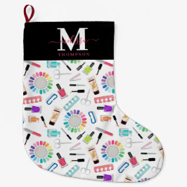 Meia De Natal Grande Salongue de Beleza Manicure Pedicure Monograma de 