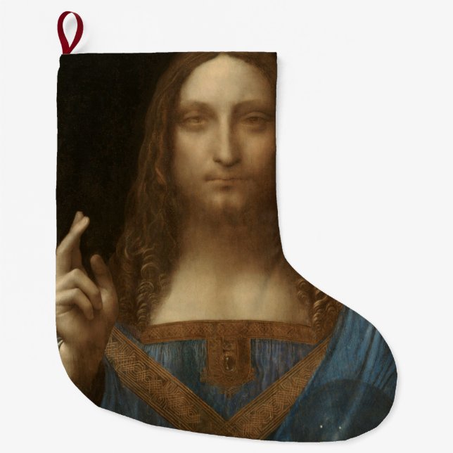 Meia De Natal Grande Salvator Mundi (Salvador do Mundo) (da Vinci) (Frente)