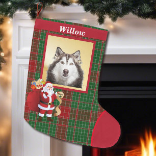 Meia De Natal Grande Santa Claus Good Dog List Fotografia Nome Grande N