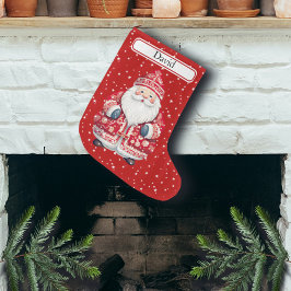Meia De Natal Grande Scandinavian Folk Santa Claus - Nome