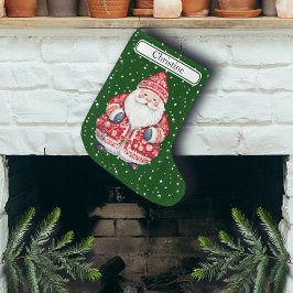 Meia De Natal Grande Scandinavian Folk Santa Claus - Nome