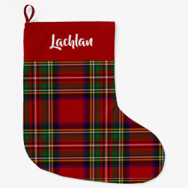 Meia De Natal Grande Scottish Royal Stewart Tartan Custom (Red Top)
