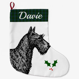 Meia De Natal Grande Scottish Terrier com o Tartan de Davidson do clã