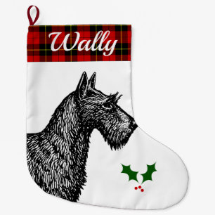 Meia De Natal Grande Scottish Terrier com o Tartan de Wallace do clã