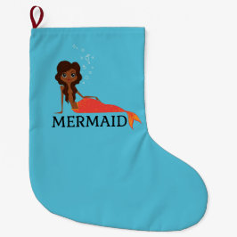 Meia De Natal Grande Sereia Bonita (Linda Menina Negra)