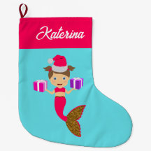 Sereia de Natal Fofo Menina Gorro do Papai Noel no