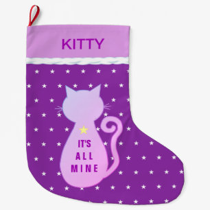 Meia De Natal Grande Silhueta de Gatinho Bonito