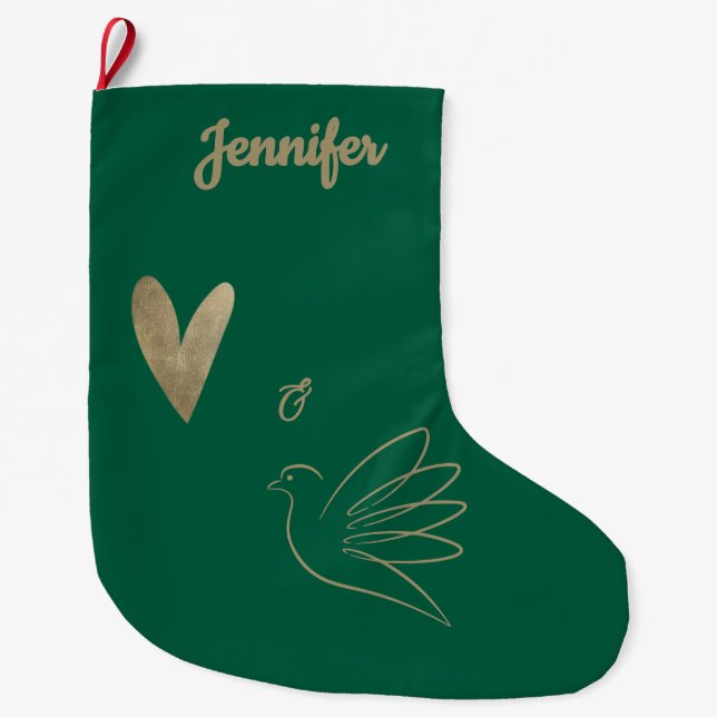 Meia De Natal Grande Simple Peace & Love Dove Photo Christmas Card (Frente)