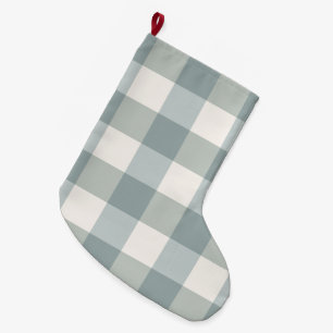 Meia De Natal Grande Simples fazenda do Campo Gingham, Xadrez Verde