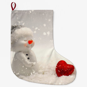 Meia De Natal Grande Snowman de Natal com Amor Encantador