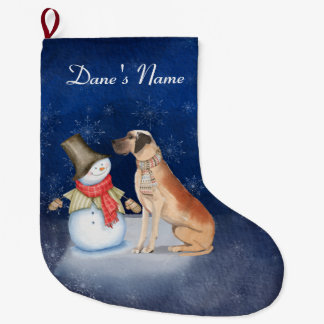 Meia De Natal Grande Snowman e Dane Great Dane Grande Estoco de Natal