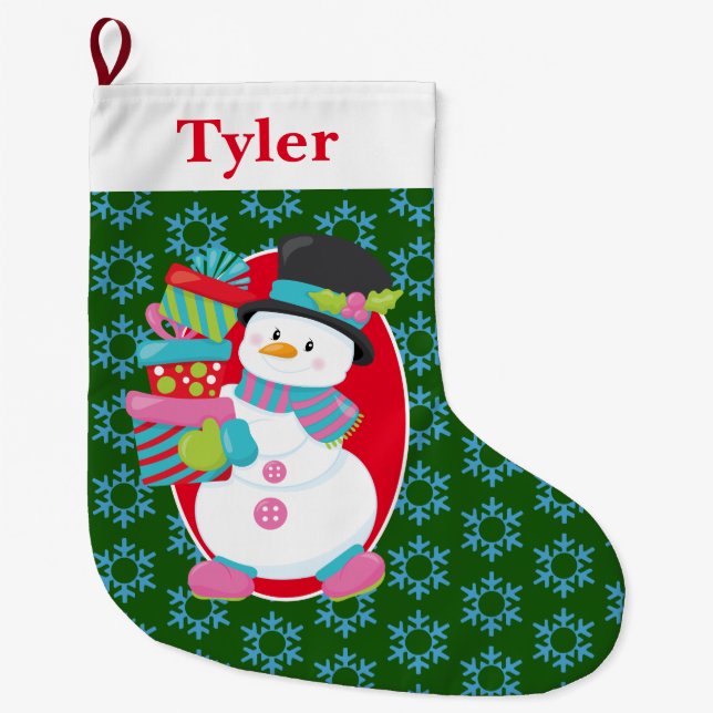 Meia De Natal Grande Snowman With Christmas Presents (Frente)