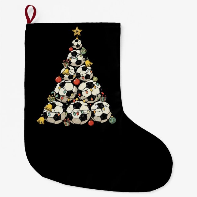 Meia De Natal Grande Soccer Christmas Tree (Frente)