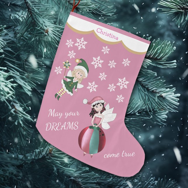 Meia De Natal Grande Sonhos de Princesa Fada Rosa (Criador carregado)