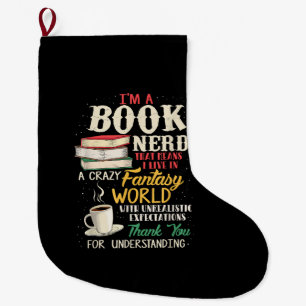 Meia De Natal Grande Sou Nerd de Livro - Livro de Lover - Literatura