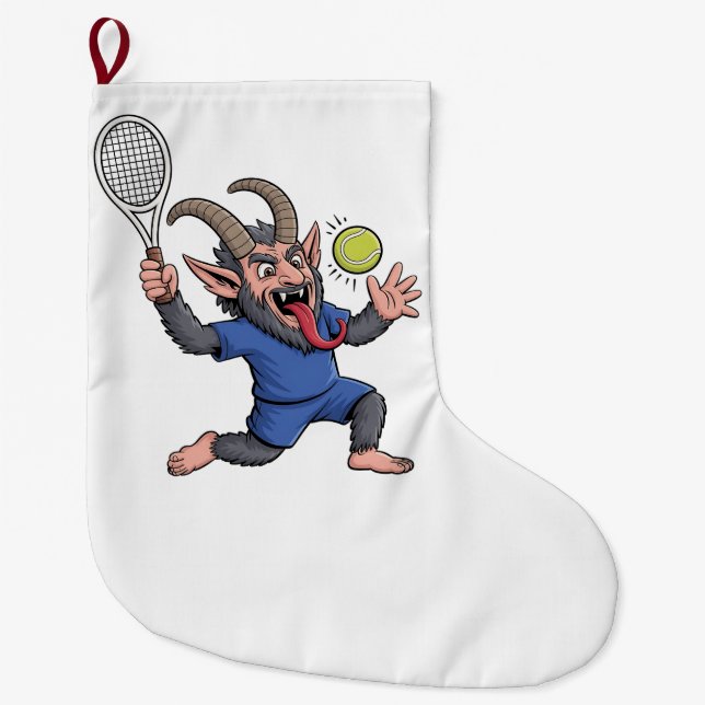 Meia De Natal Grande Spooky Krampus Tocando Tênis Natal (Frente)
