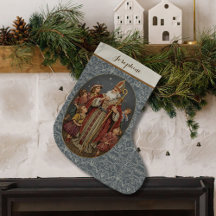 St. Nicholas Antigo com Crianças Bordado