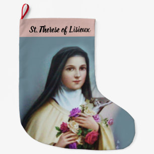 Meia De Natal Grande St. personalizado Therese a flor pequena