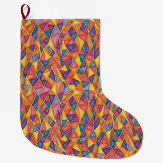 Meia De Natal Grande Stained Glass Effect Rainbow Christmas Stocking