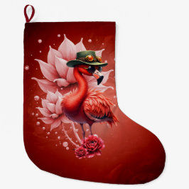Meia De Natal Grande Steampunk Flamingo - Trabalho de arte Digital Fant