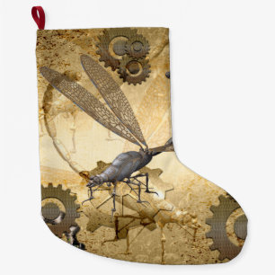 Meia De Natal Grande Steampunk, libélulas maravilhosas do vapor