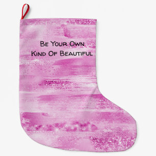 Meia De Natal Grande Stripes de Sparkle Rosa Girly