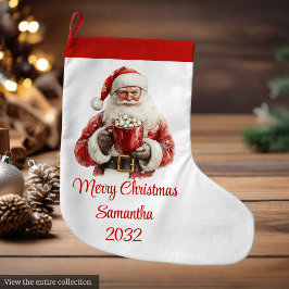 Meia De Natal Grande Stylish Santa Claus Editable Christmas Stocking