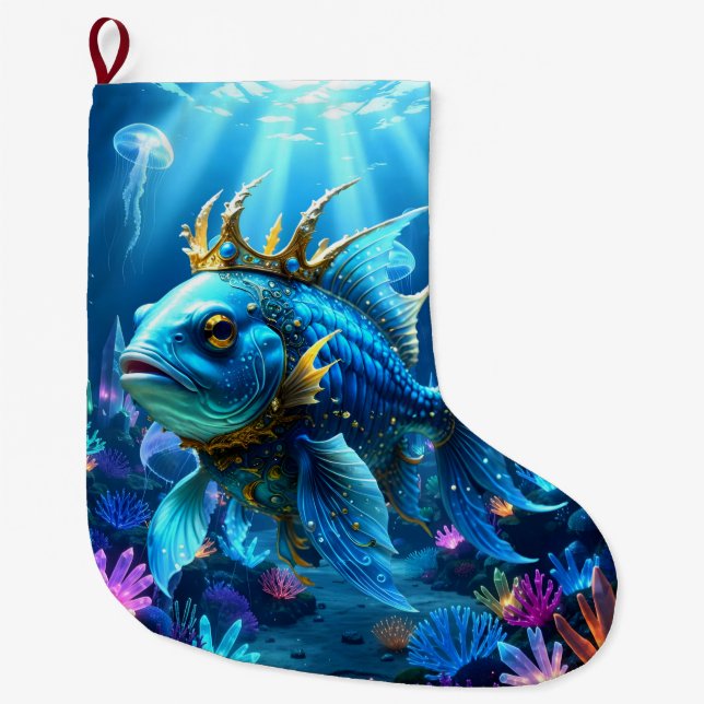 Meia De Natal Grande Sua Alteza Peixe Real  (Frente)