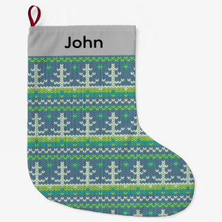 Meia De Natal Grande Suéter de malha verde personalizado