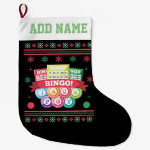 Meia De Natal Grande Suéter de Natal Feio Bingo Jackpot